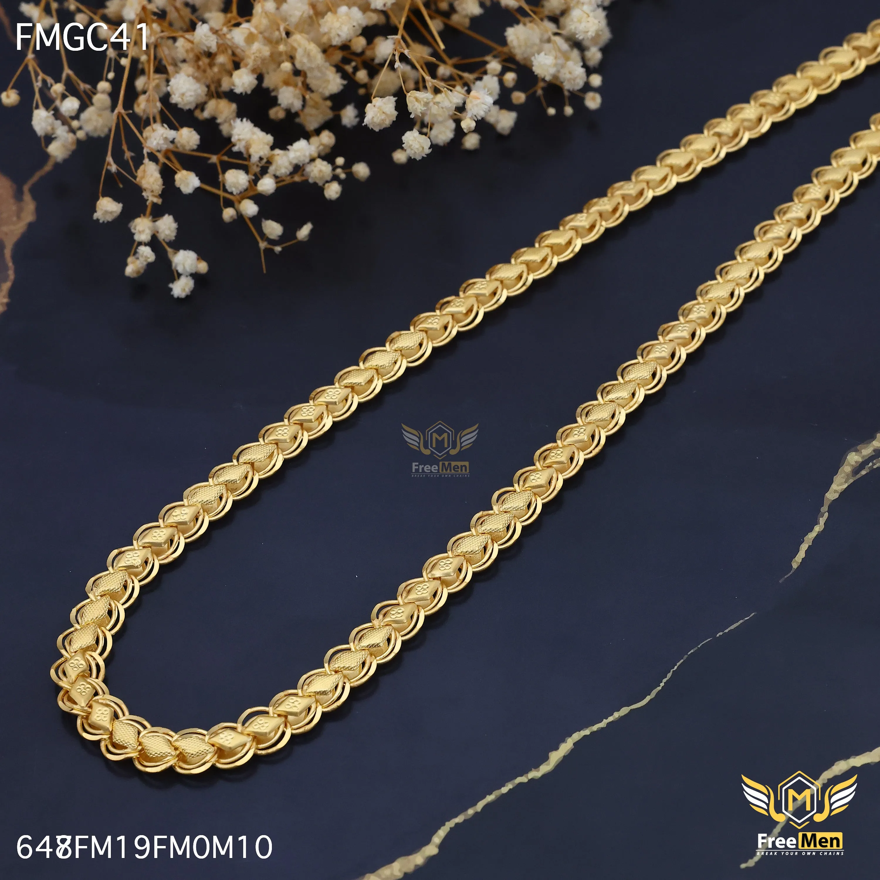 Freemen Delicate Diamon Double Ring Gold Plated Chain - FMGC41