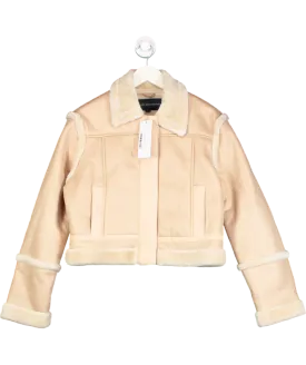 French Connection Pink Belen Faux Fur Cropped Jacket UK L