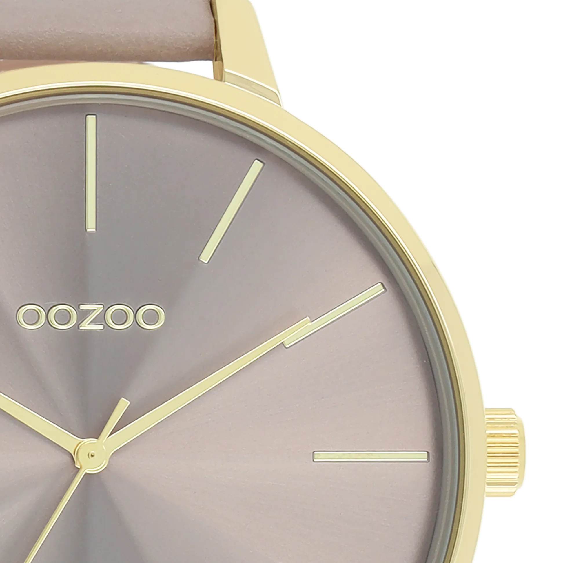 Gold coloured OOZOO watch with taupe leather strap - C11256