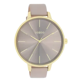Gold coloured OOZOO watch with taupe leather strap - C11256