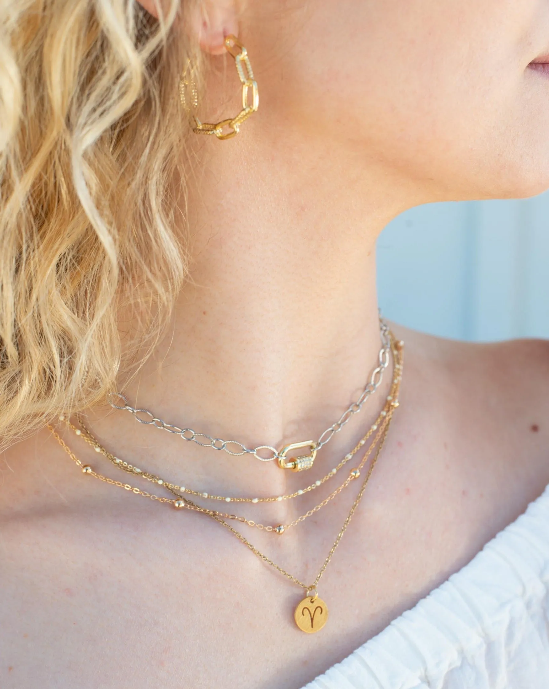 Golden Grahams Delicate Carabiner Necklace