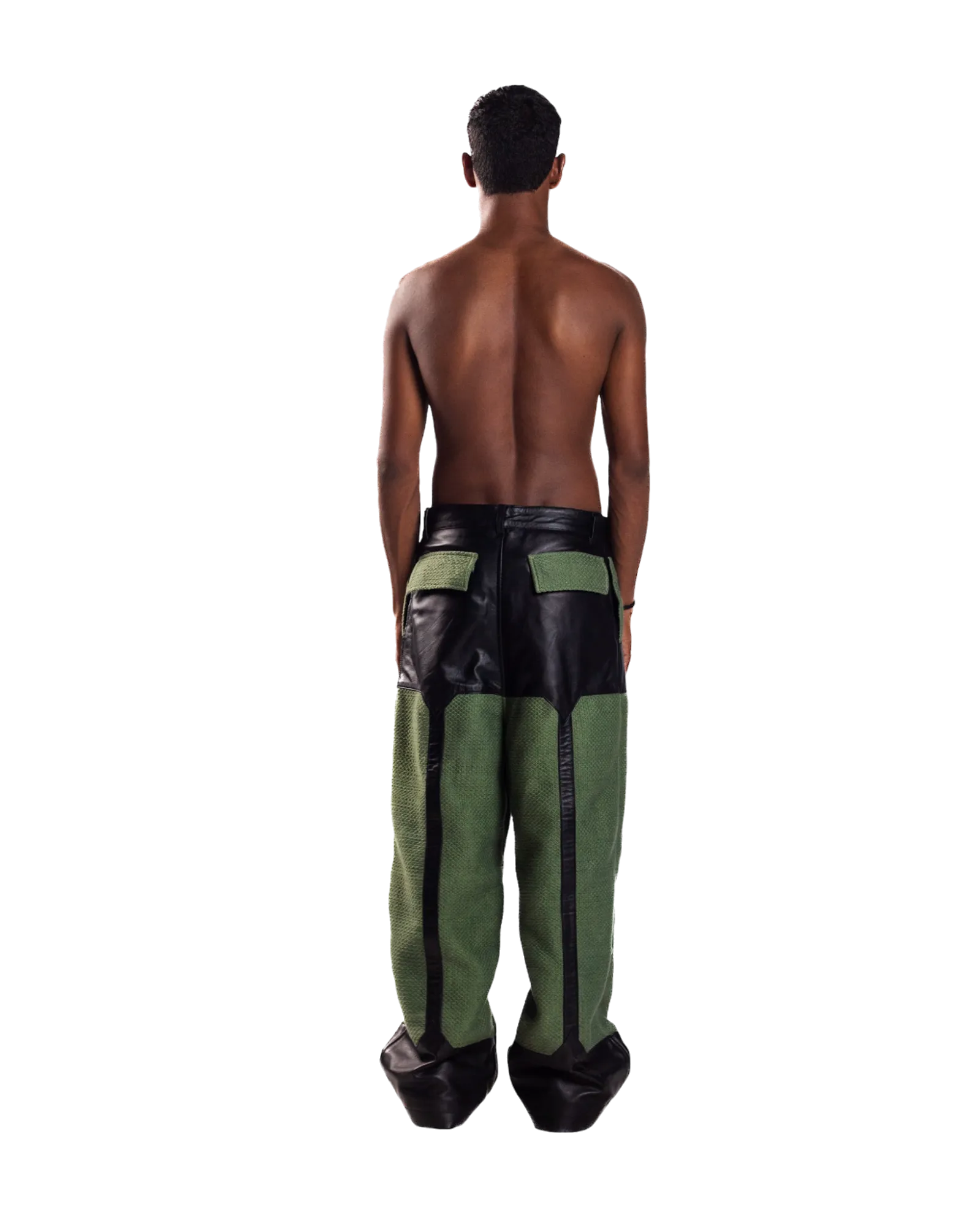 GREEN WIDE-LEGGED TROUSERS