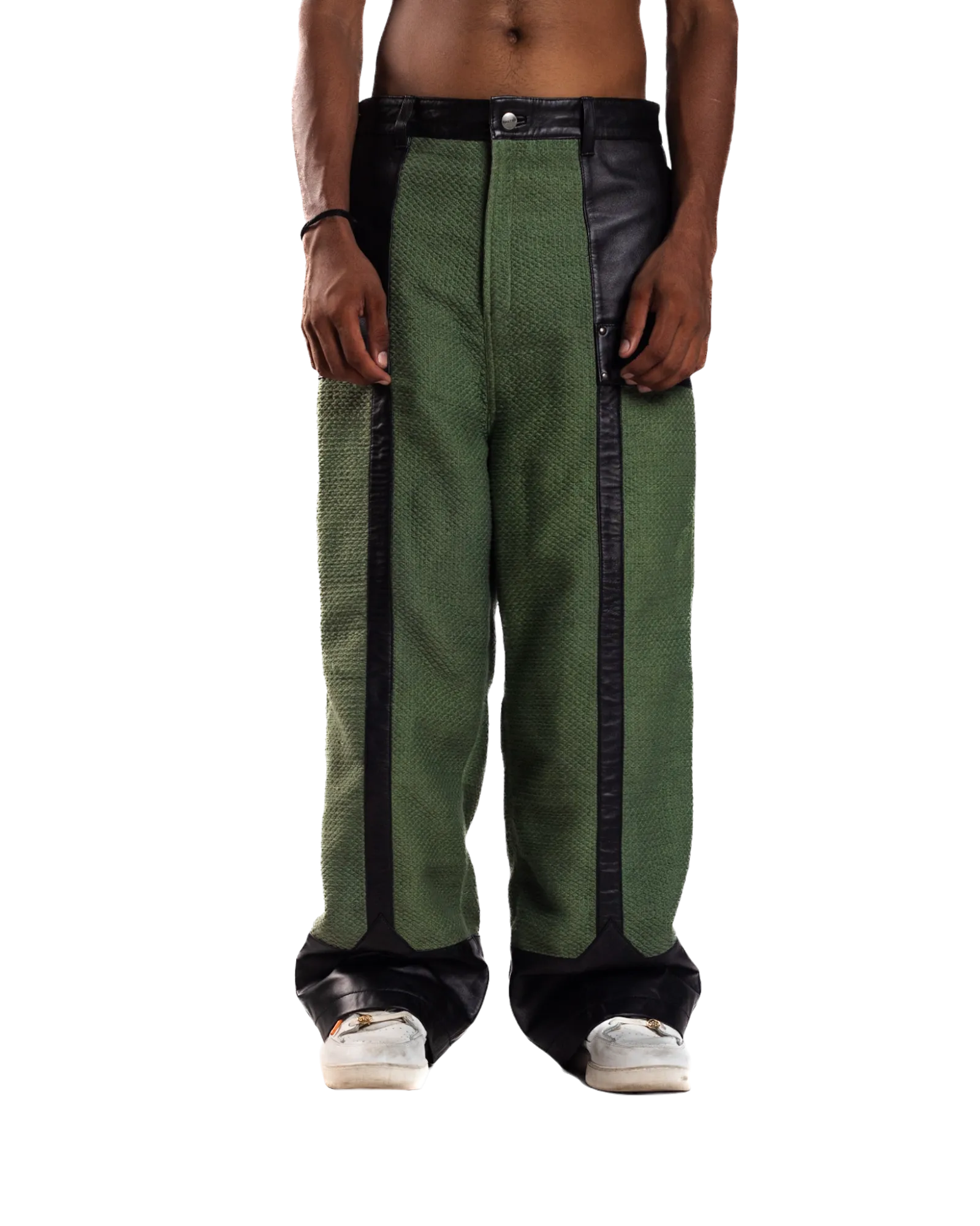 GREEN WIDE-LEGGED TROUSERS