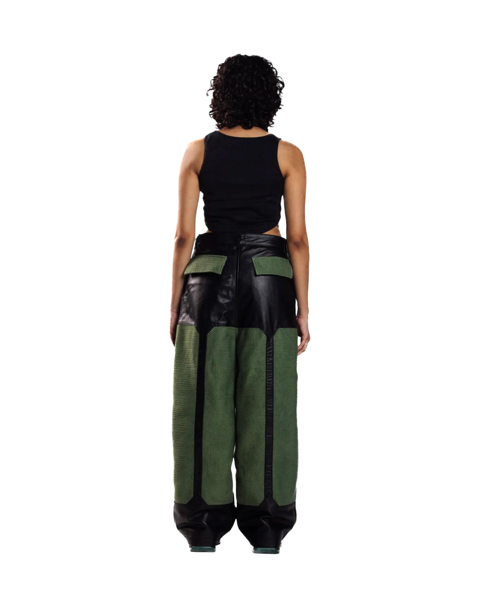 GREEN WIDE-LEGGED TROUSERS