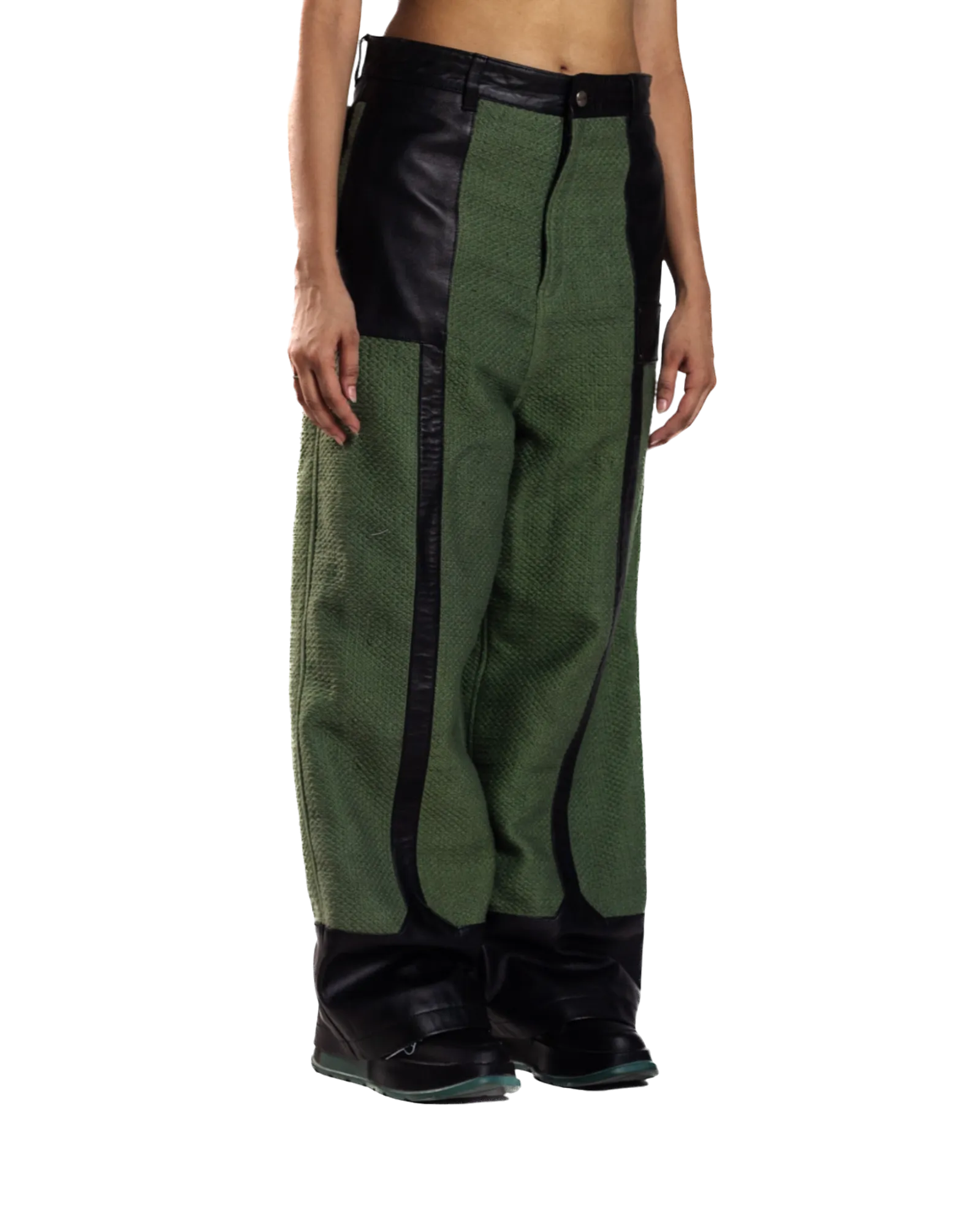 GREEN WIDE-LEGGED TROUSERS