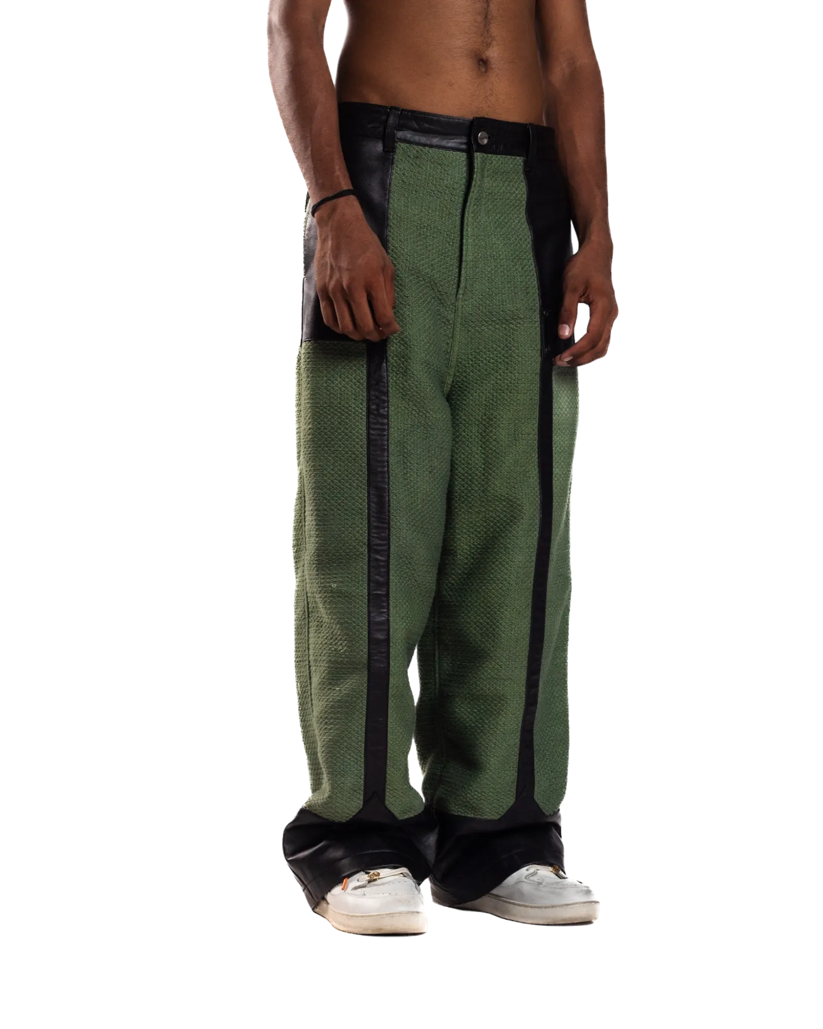 GREEN WIDE-LEGGED TROUSERS