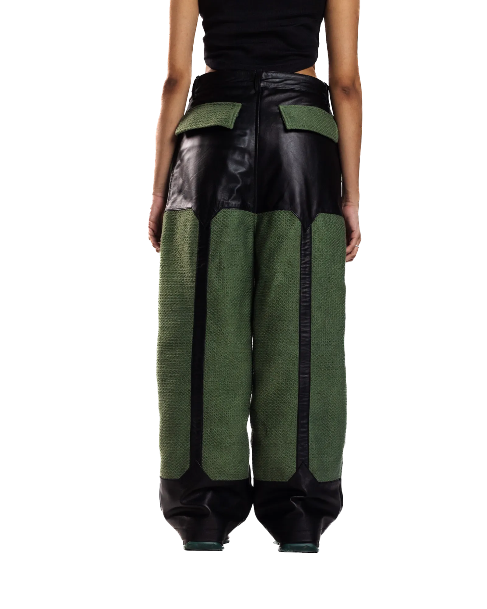 GREEN WIDE-LEGGED TROUSERS