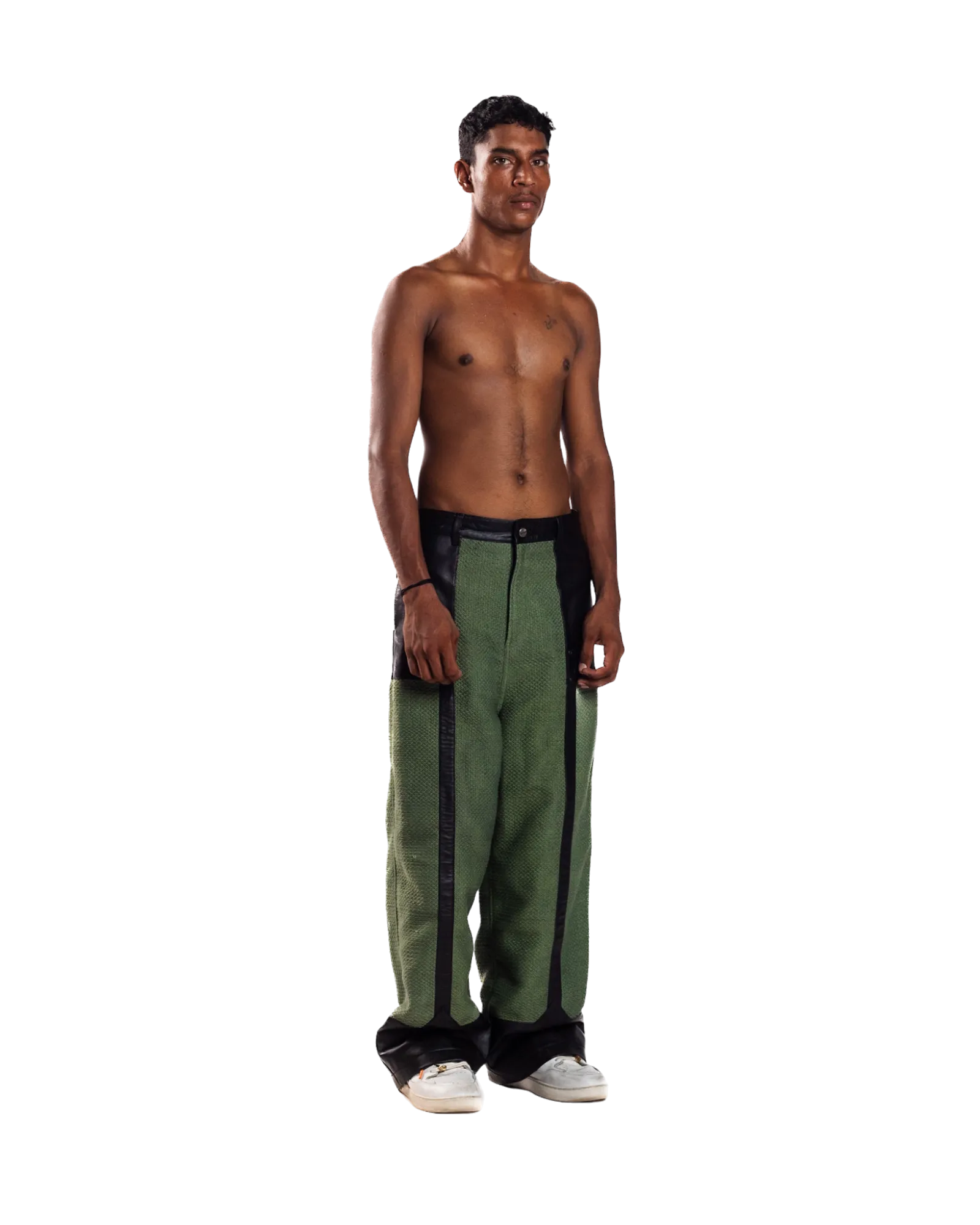GREEN WIDE-LEGGED TROUSERS