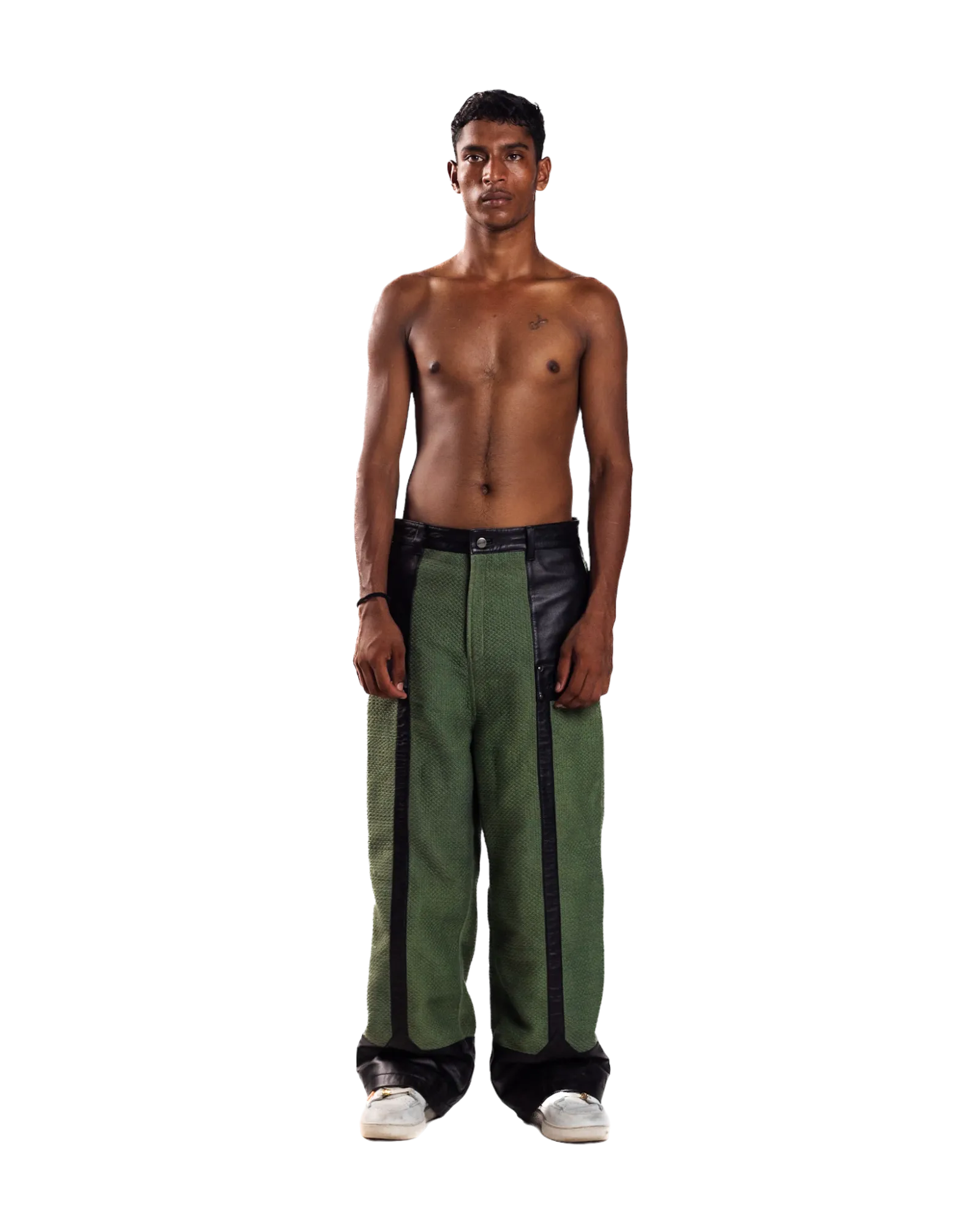 GREEN WIDE-LEGGED TROUSERS