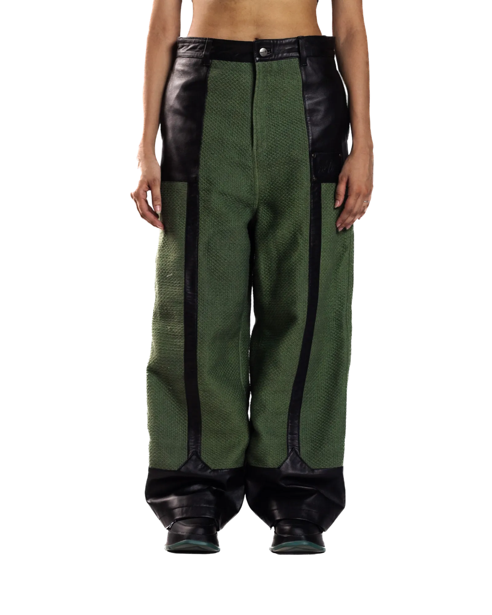 GREEN WIDE-LEGGED TROUSERS