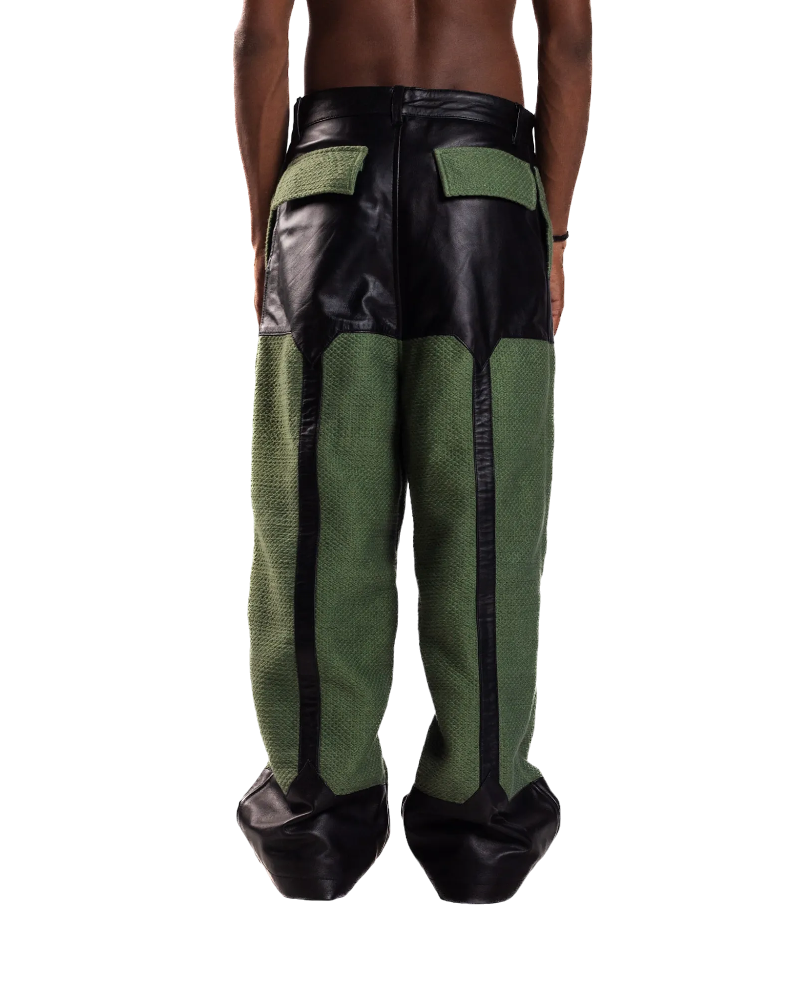 GREEN WIDE-LEGGED TROUSERS