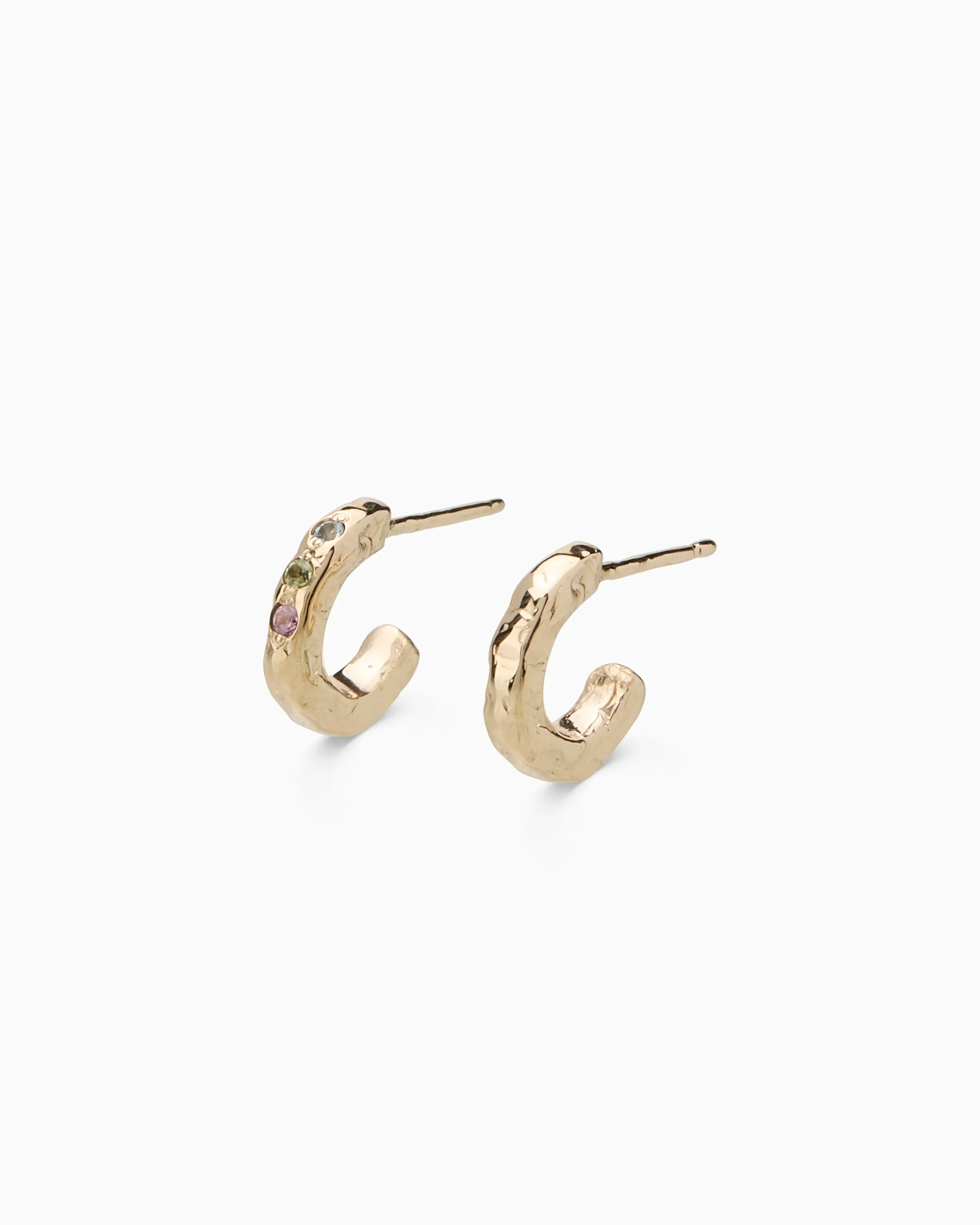 Hammered Huggies | Yellow Gold