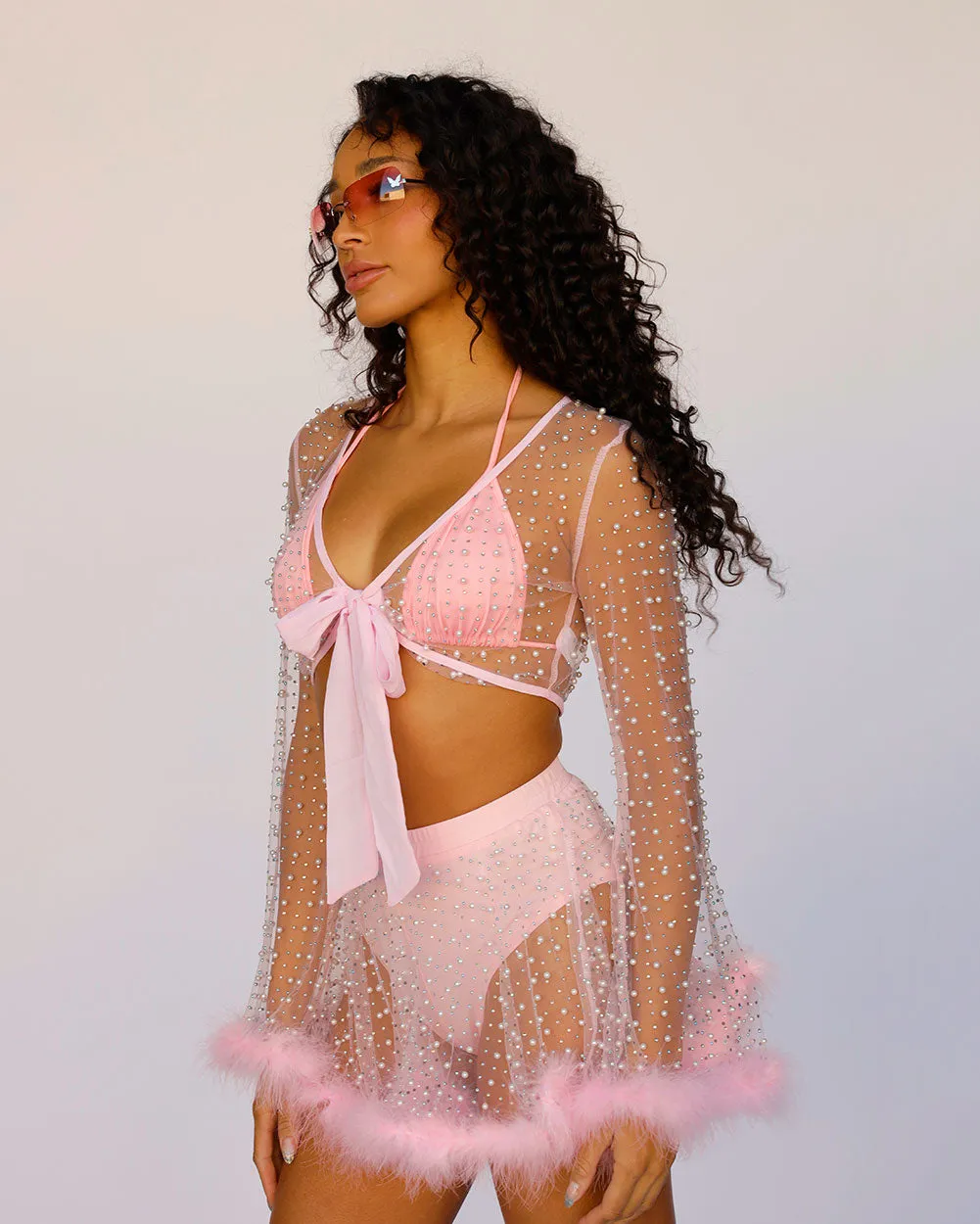 Happy Ever After Marabou Mesh Top