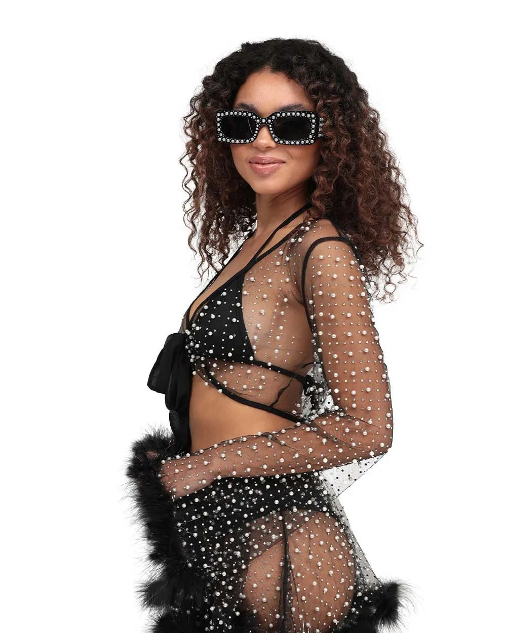 Happy Ever After Marabou Mesh Top