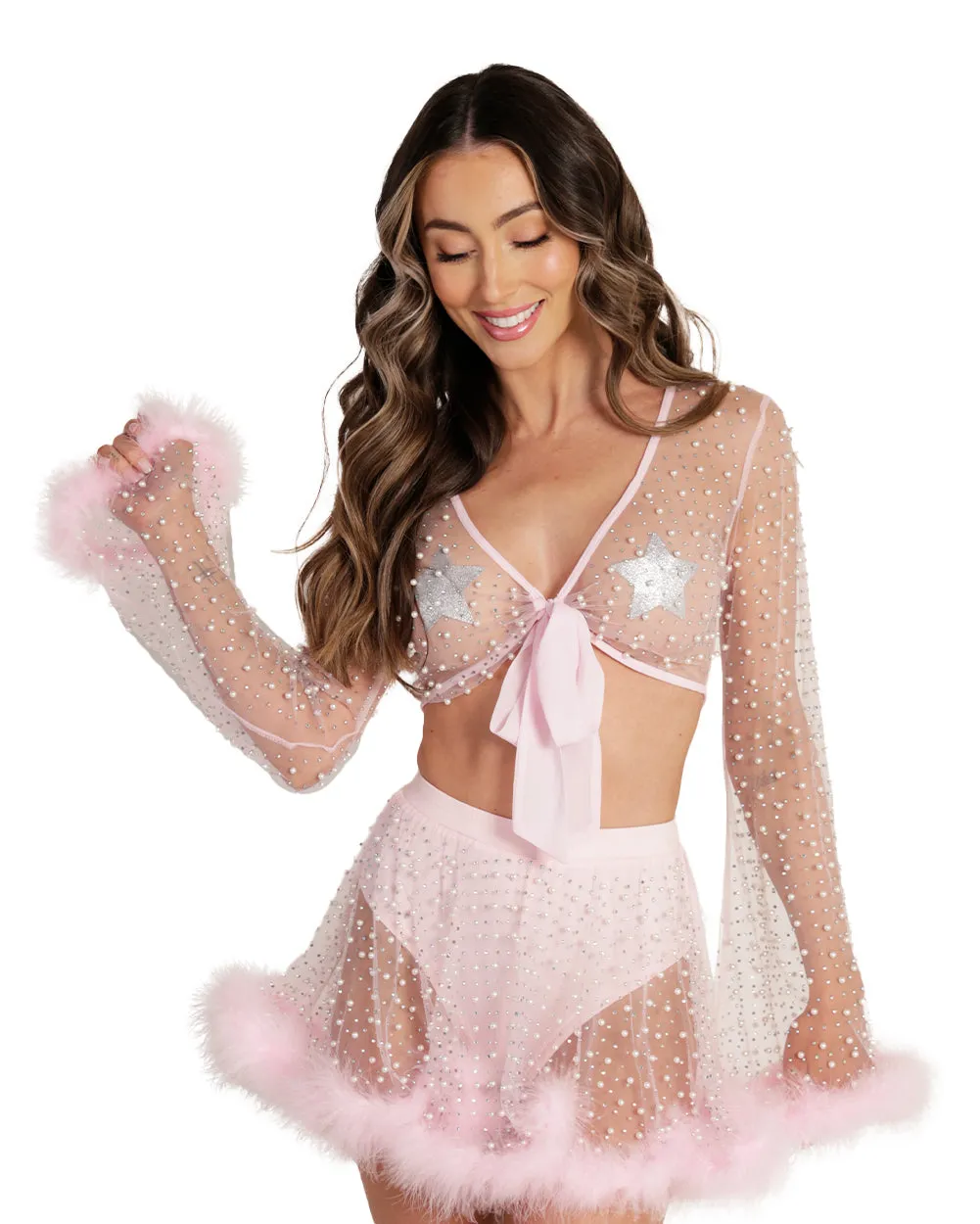 Happy Ever After Marabou Mesh Top