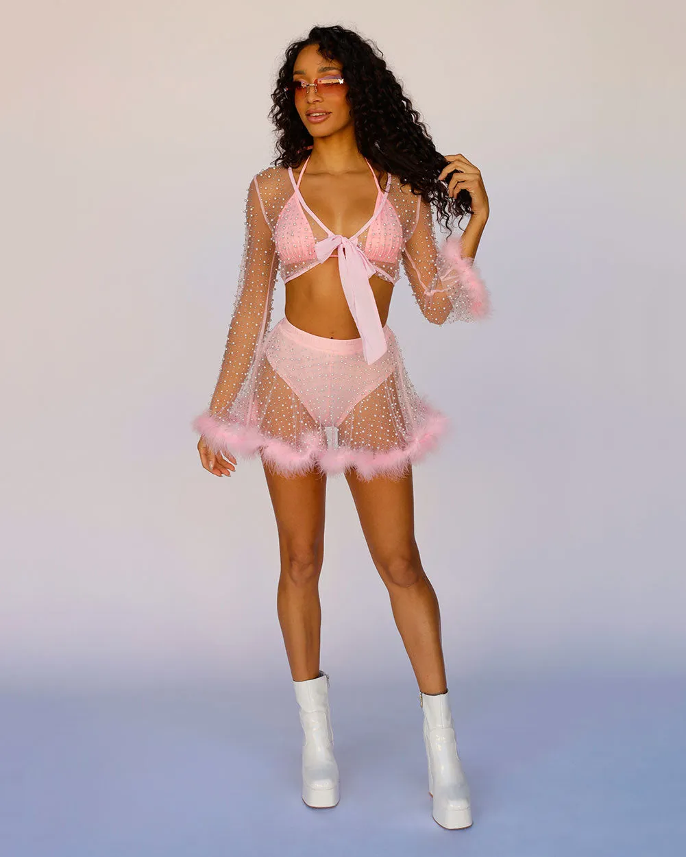 Happy Ever After Marabou Mesh Top