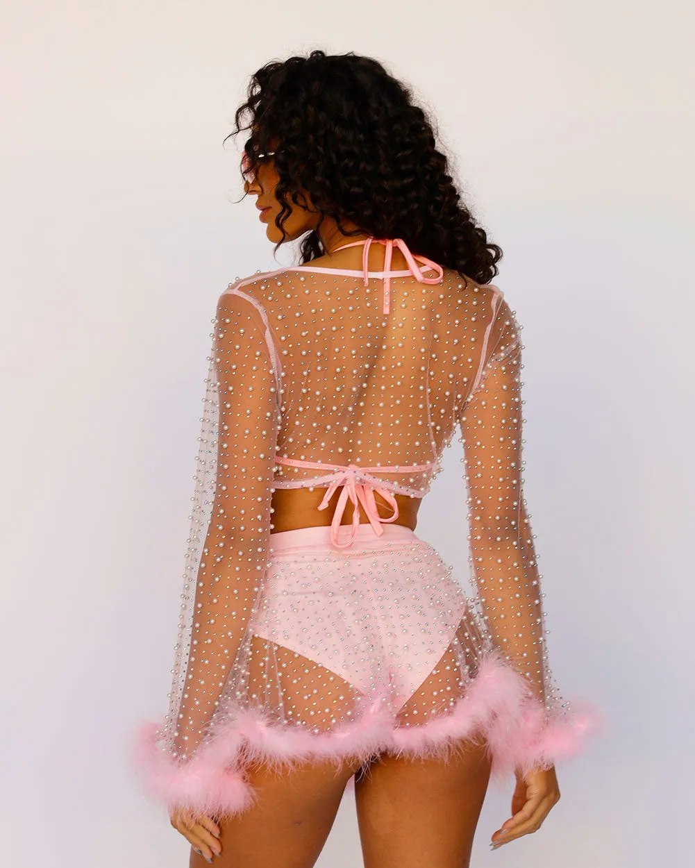 Happy Ever After Marabou Mesh Top