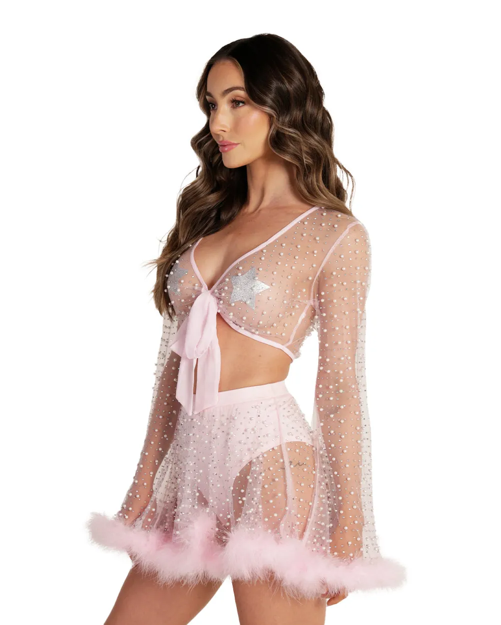 Happy Ever After Marabou Mesh Top