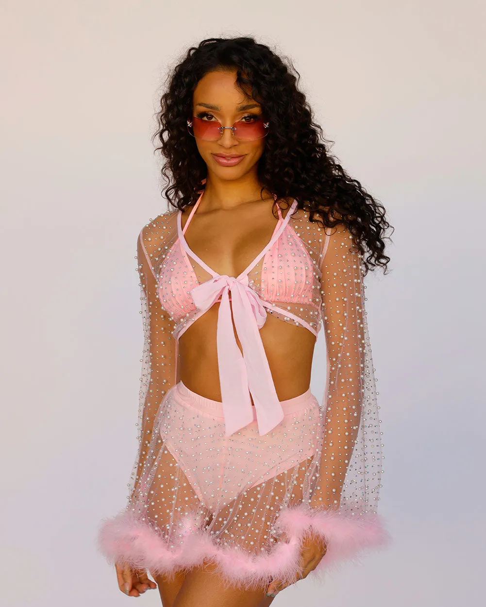 Happy Ever After Marabou Mesh Top
