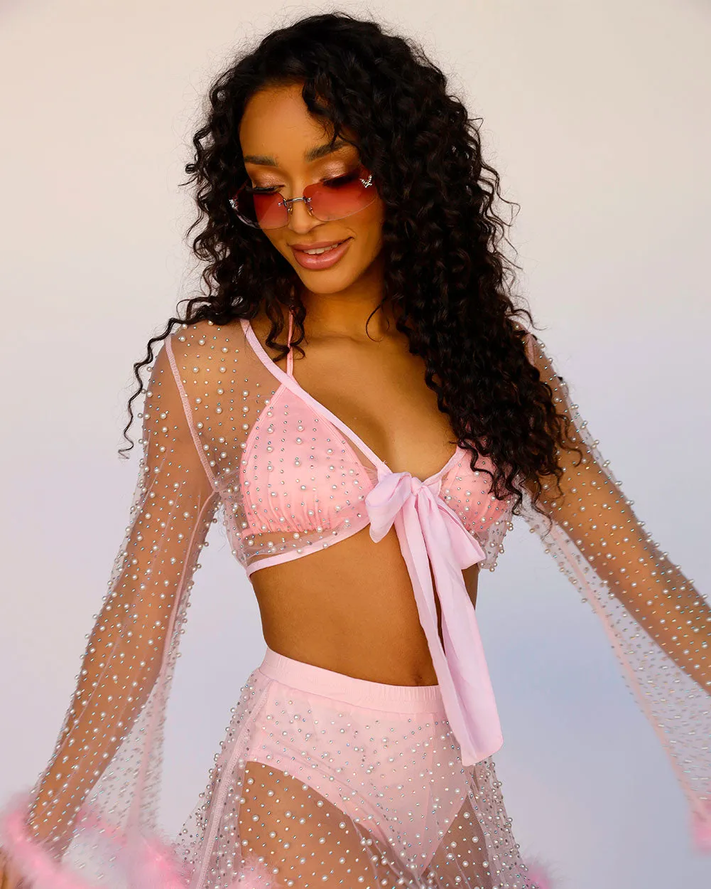 Happy Ever After Marabou Mesh Top