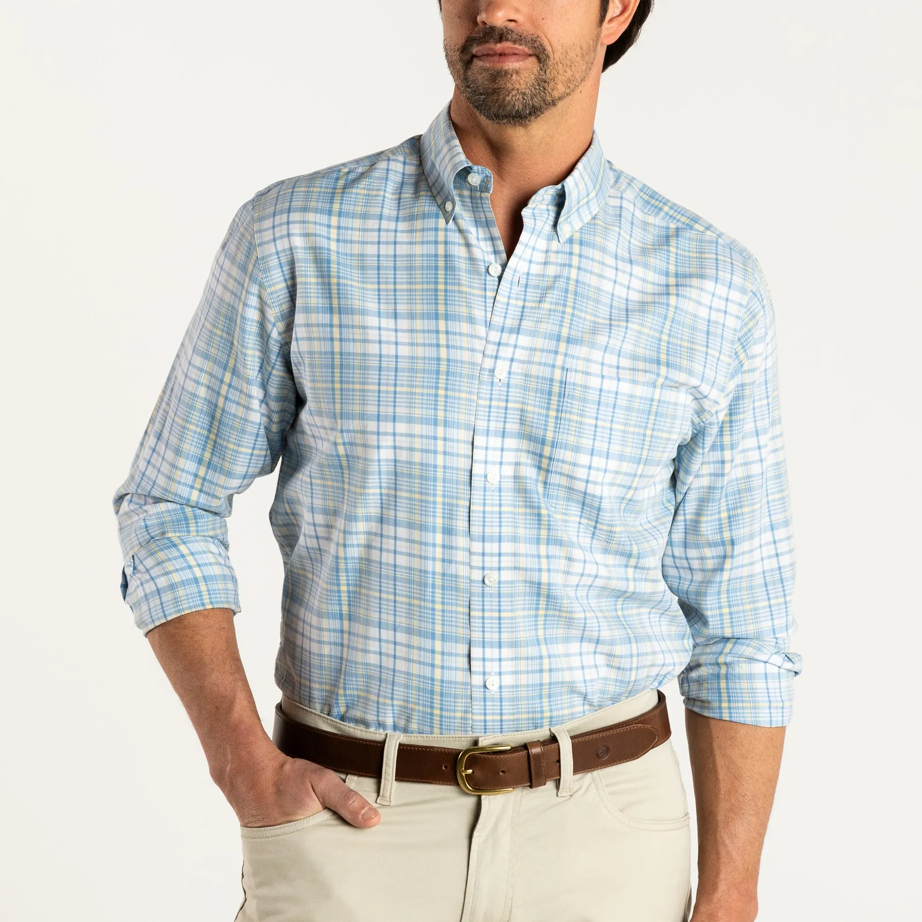 Harkins Plaid Cotton Twill Sport Shirt