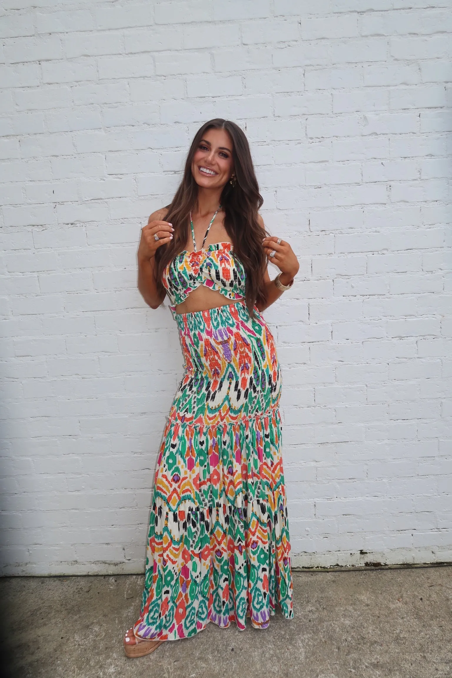 Vibrant Multi-Colored Harper Scrunch Maxi Dress