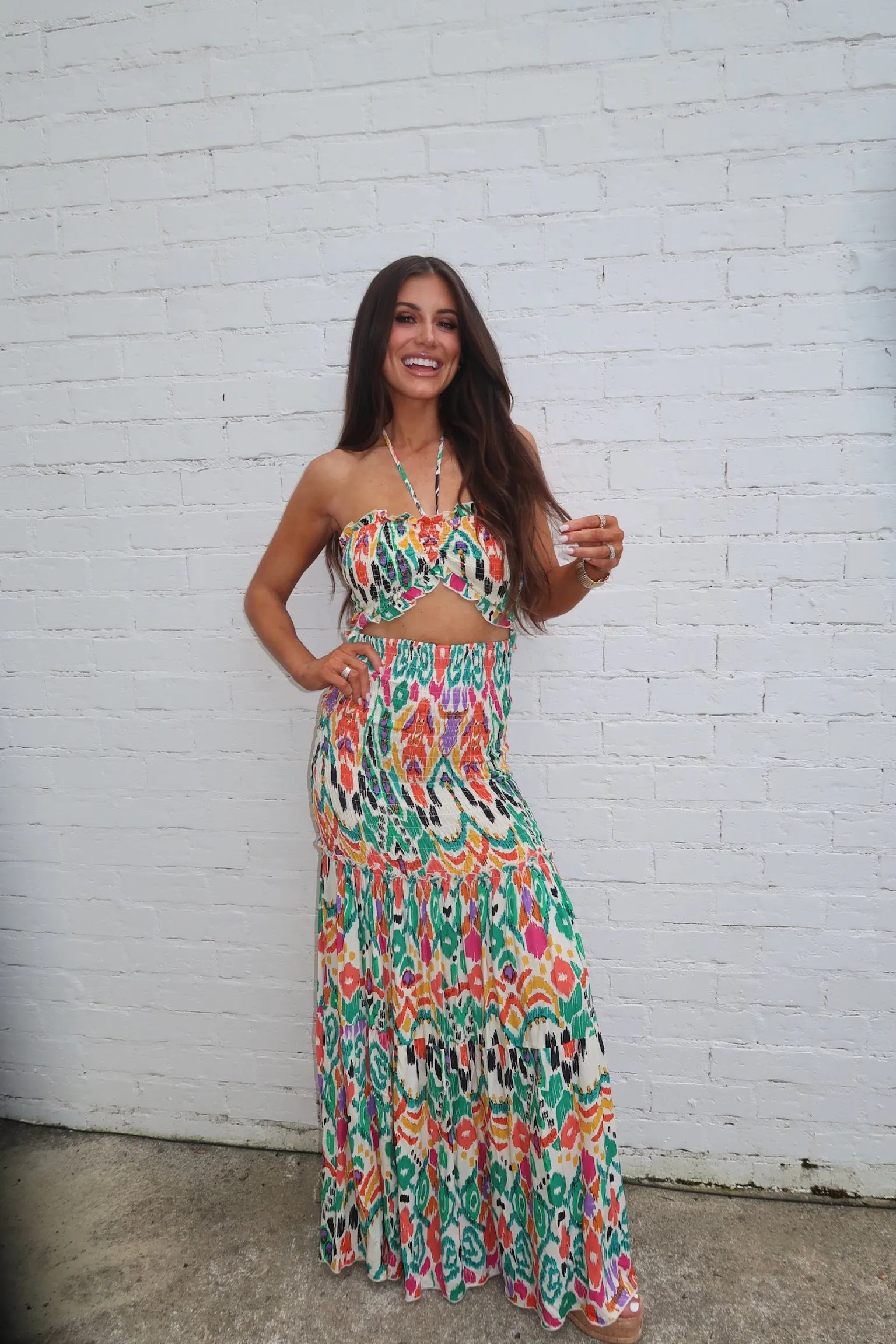 Vibrant Multi-Colored Harper Scrunch Maxi Dress