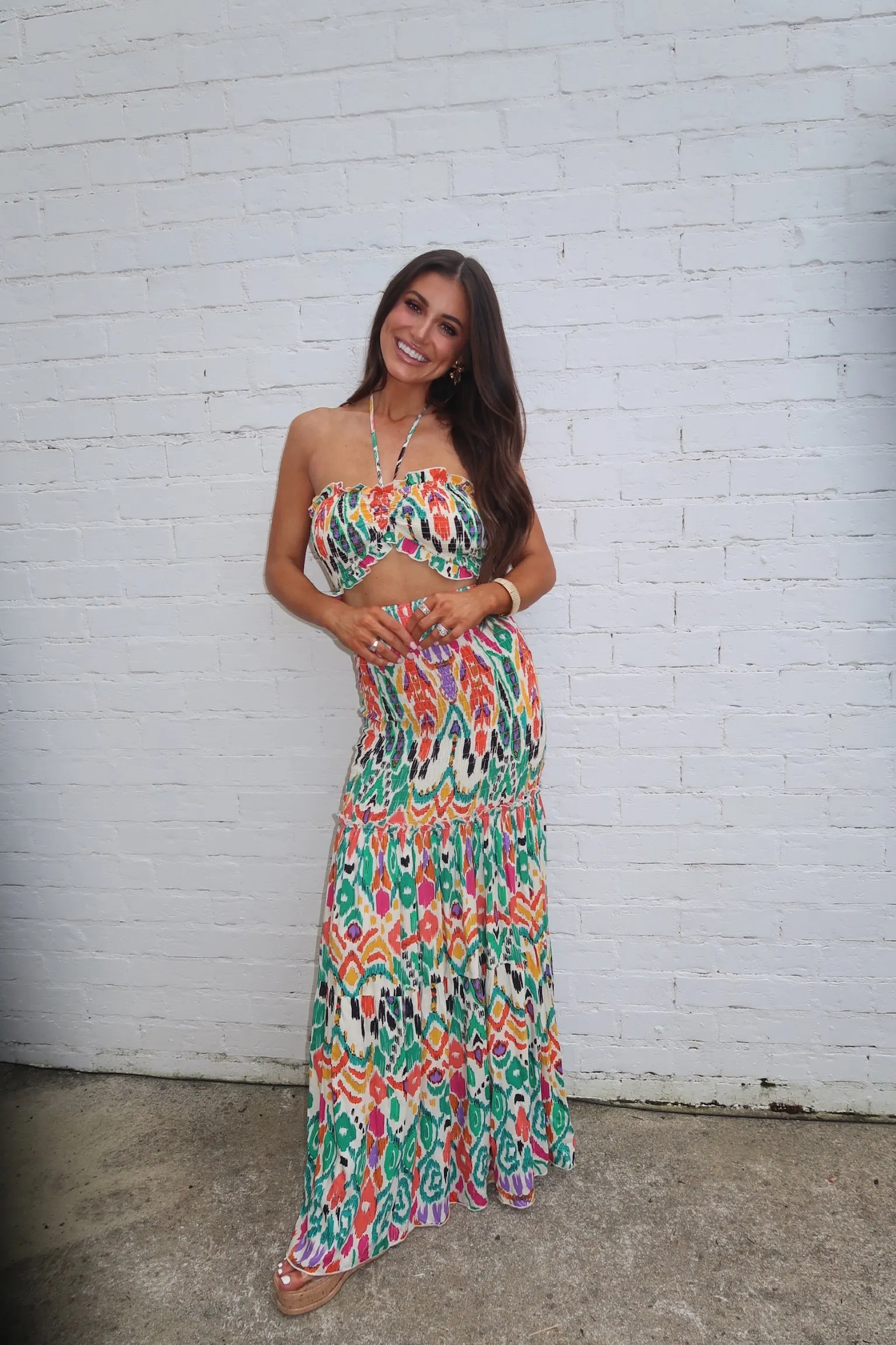 Vibrant Multi-Colored Harper Scrunch Maxi Dress