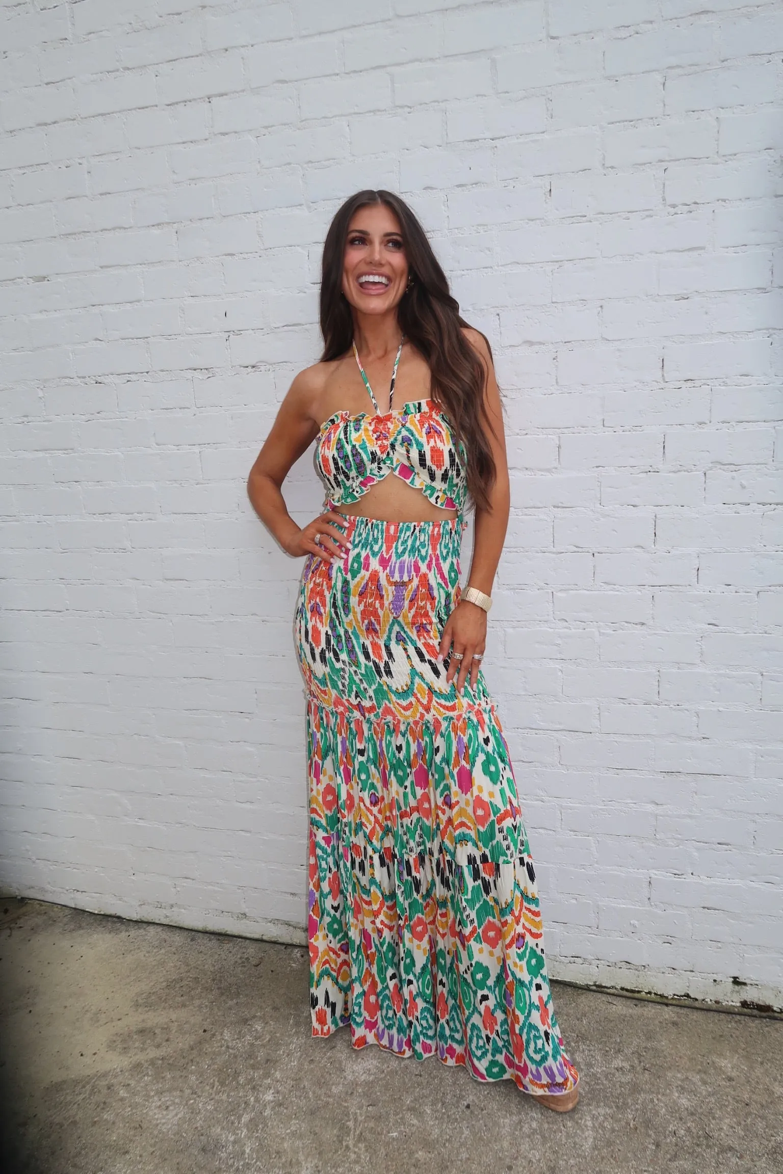 Vibrant Multi-Colored Harper Scrunch Maxi Dress