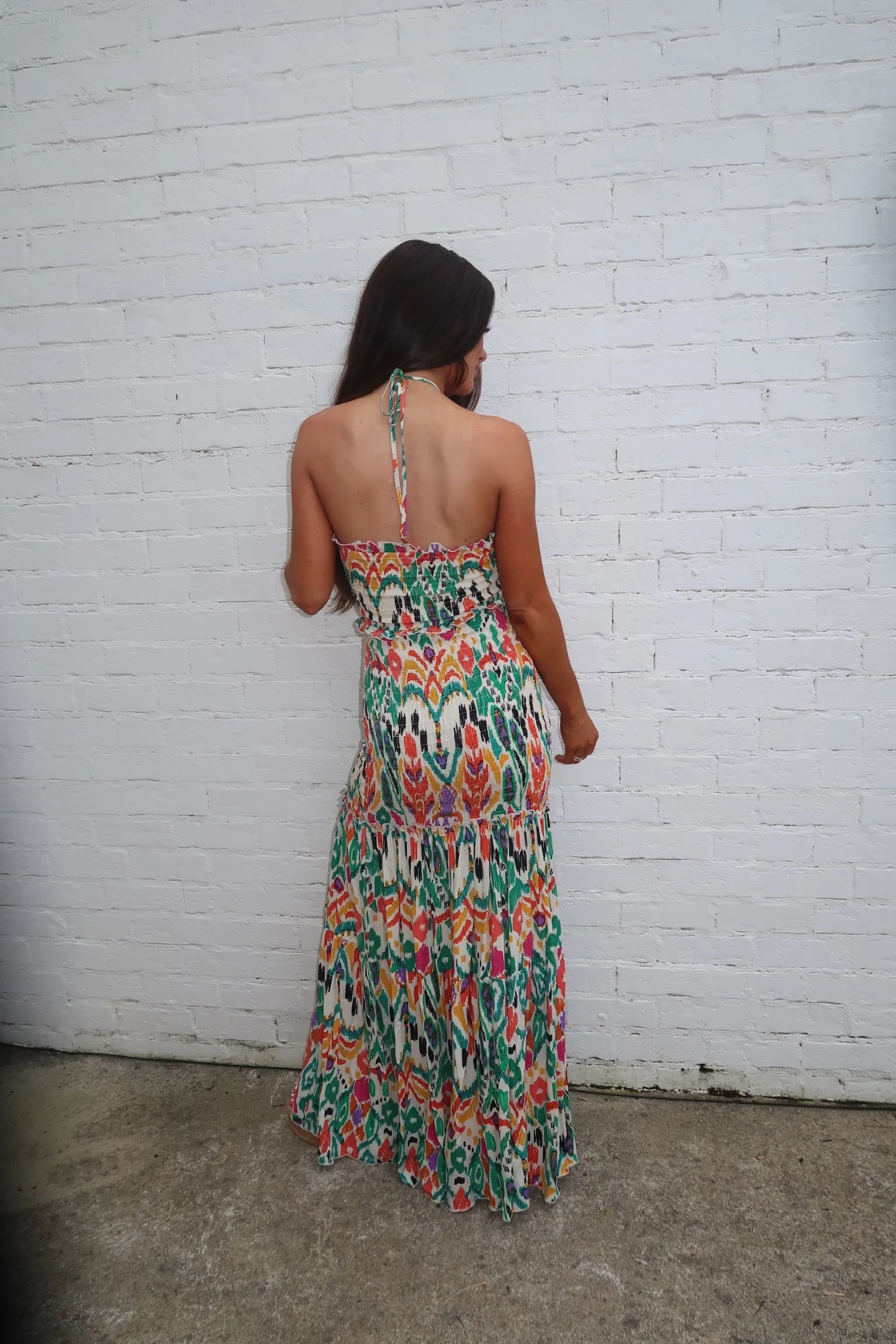 Vibrant Multi-Colored Harper Scrunch Maxi Dress