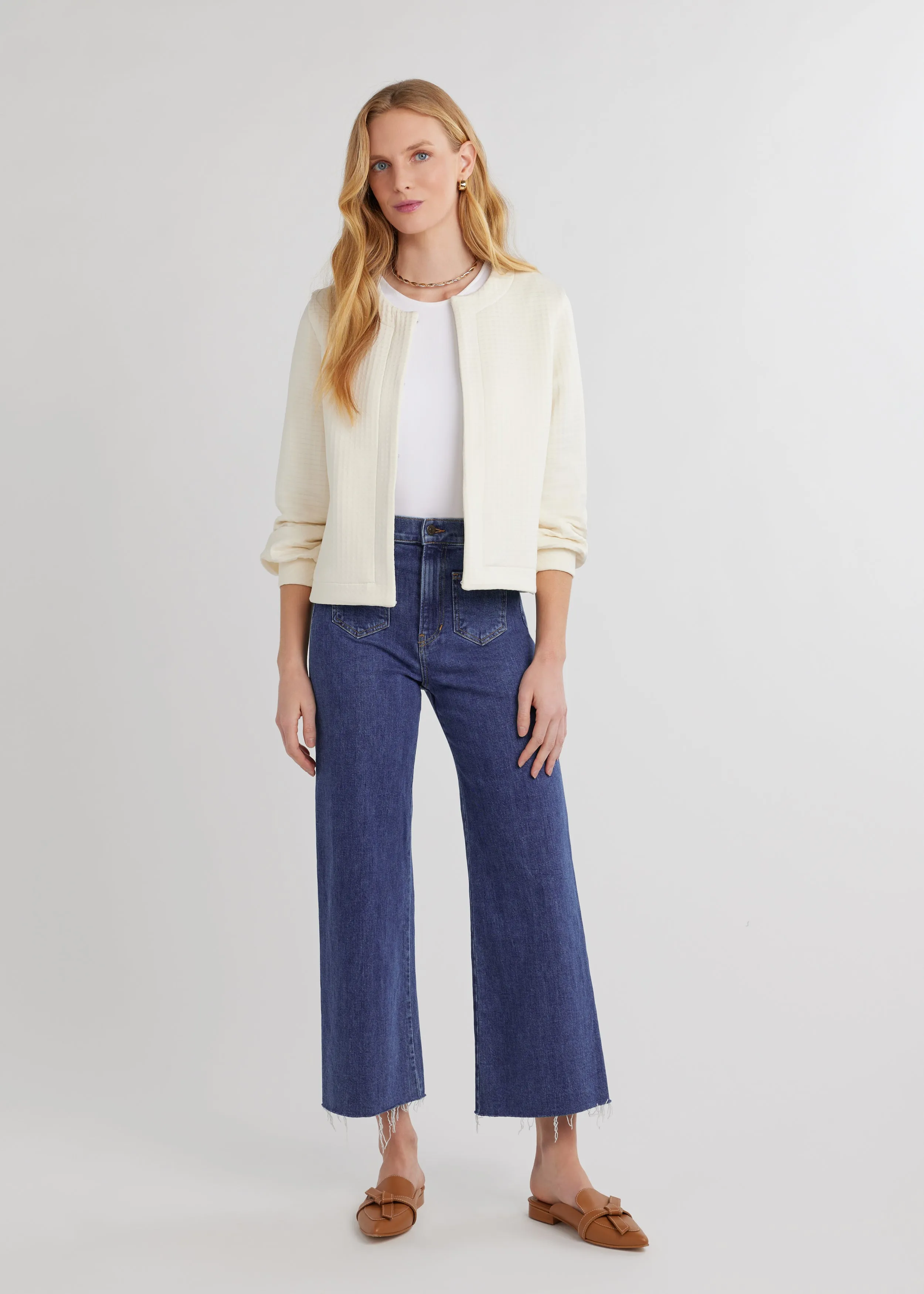 Haverhill Cardigan in Waffle (Cream)