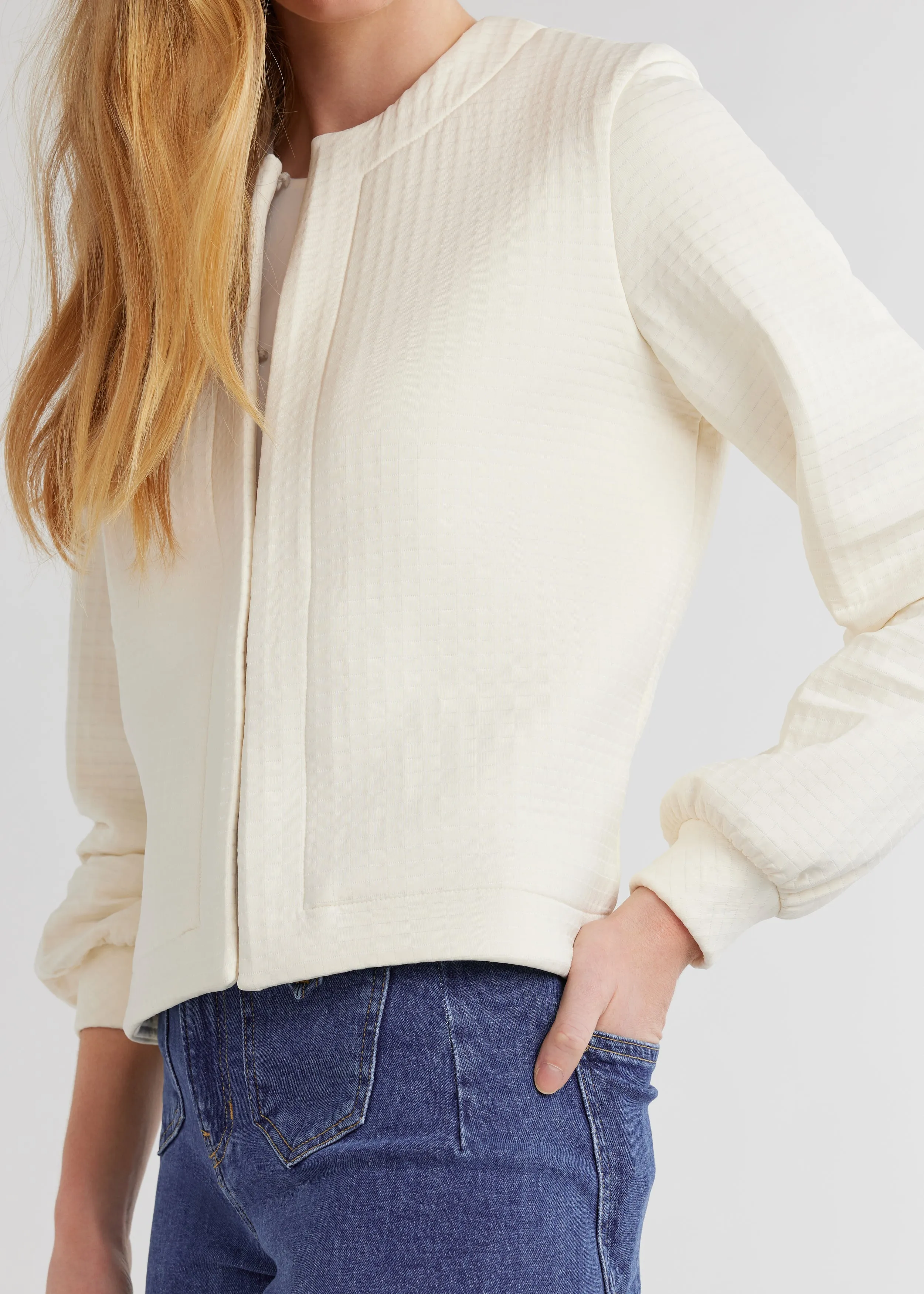 Haverhill Cardigan in Waffle (Cream)