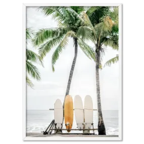 Hawaii Surfboards & Palms II - Art Print