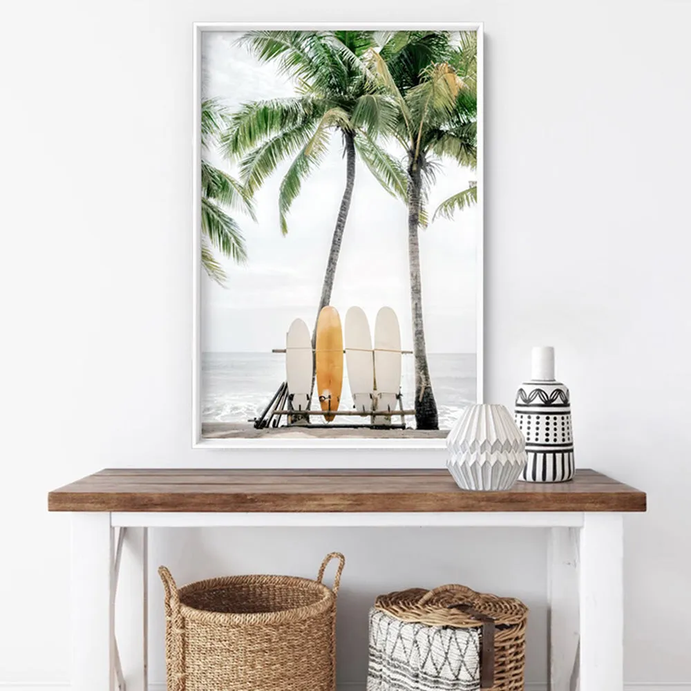 Hawaii Surfboards & Palms II - Art Print