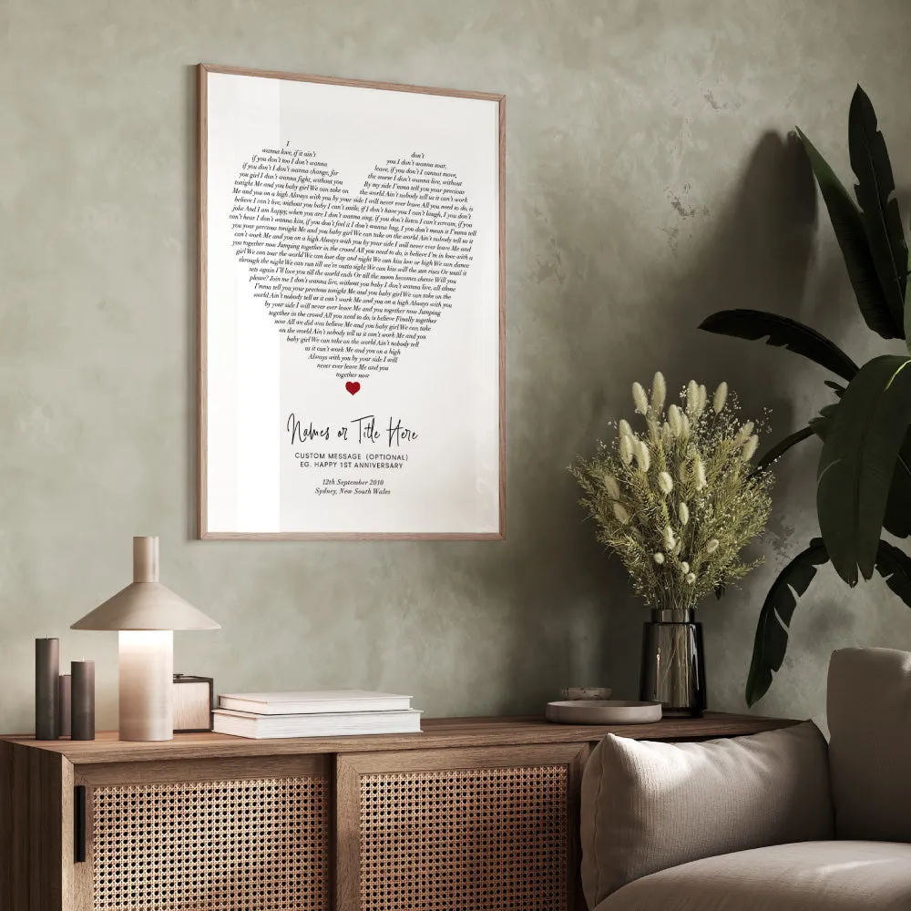 Heart Song Lyrics - Art Print