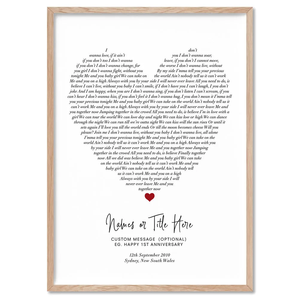 Heart Song Lyrics - Art Print