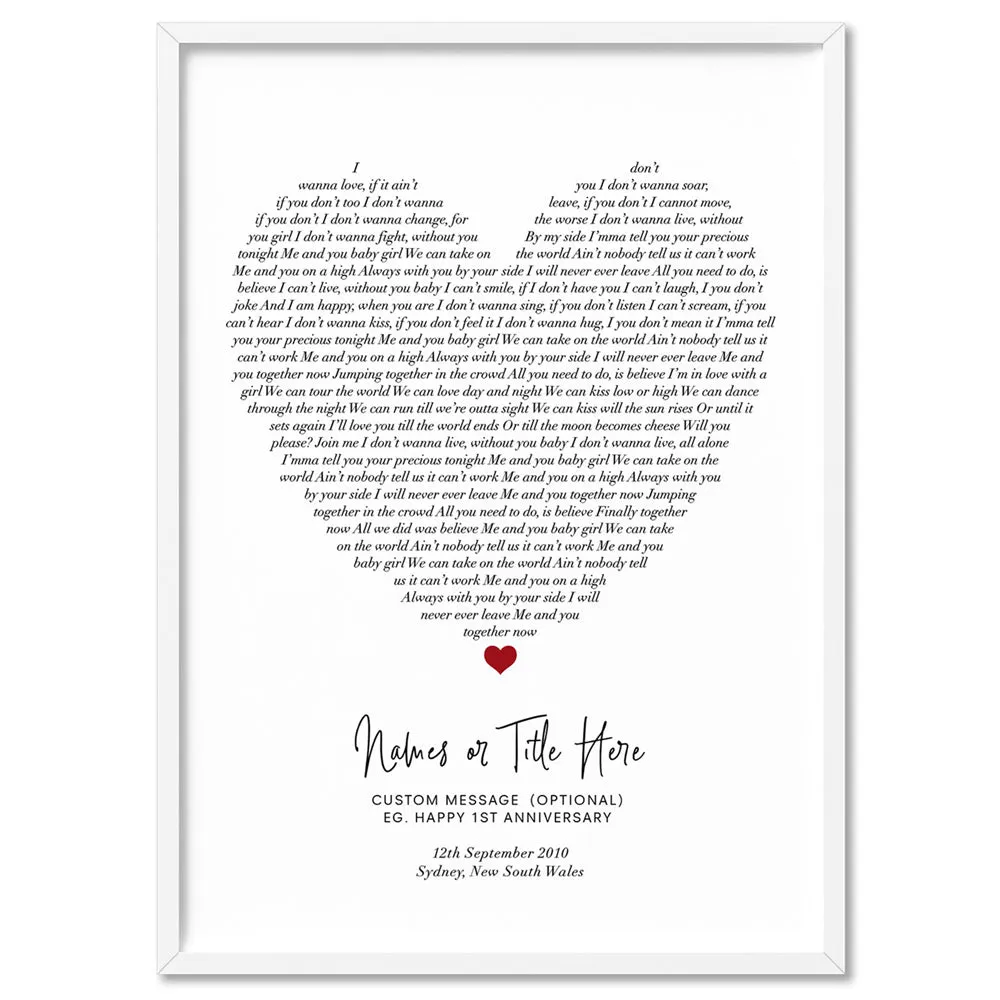 Heart Song Lyrics - Art Print