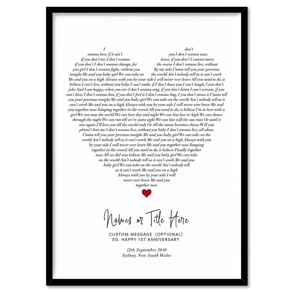 Heart Song Lyrics - Art Print