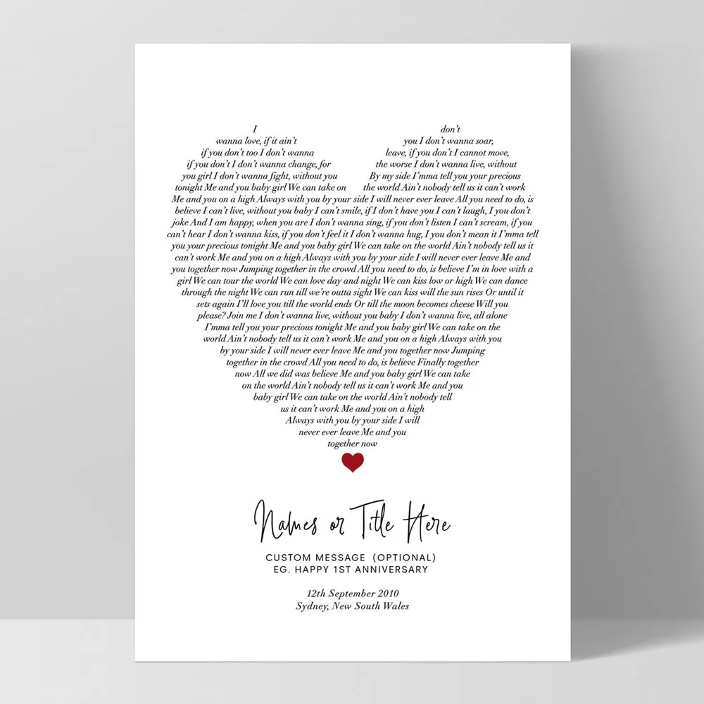 Heart Song Lyrics - Art Print