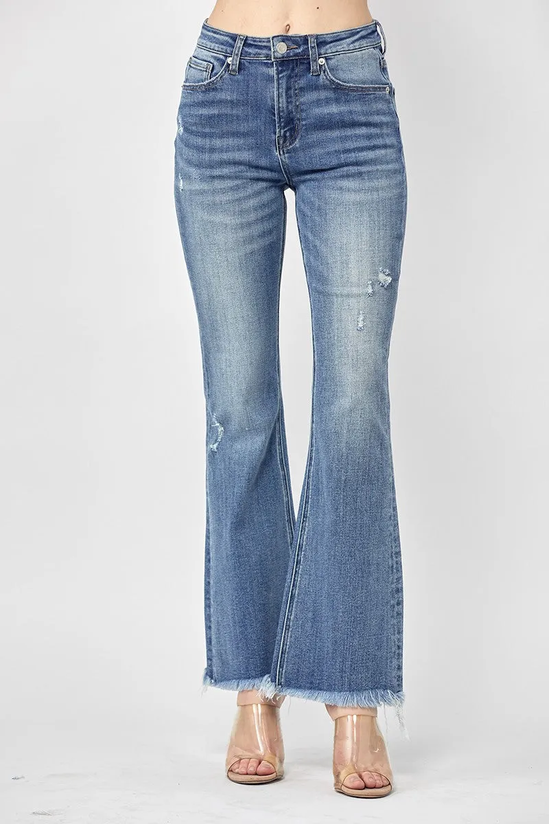 High Rise Vintage Frayed Hem Flare