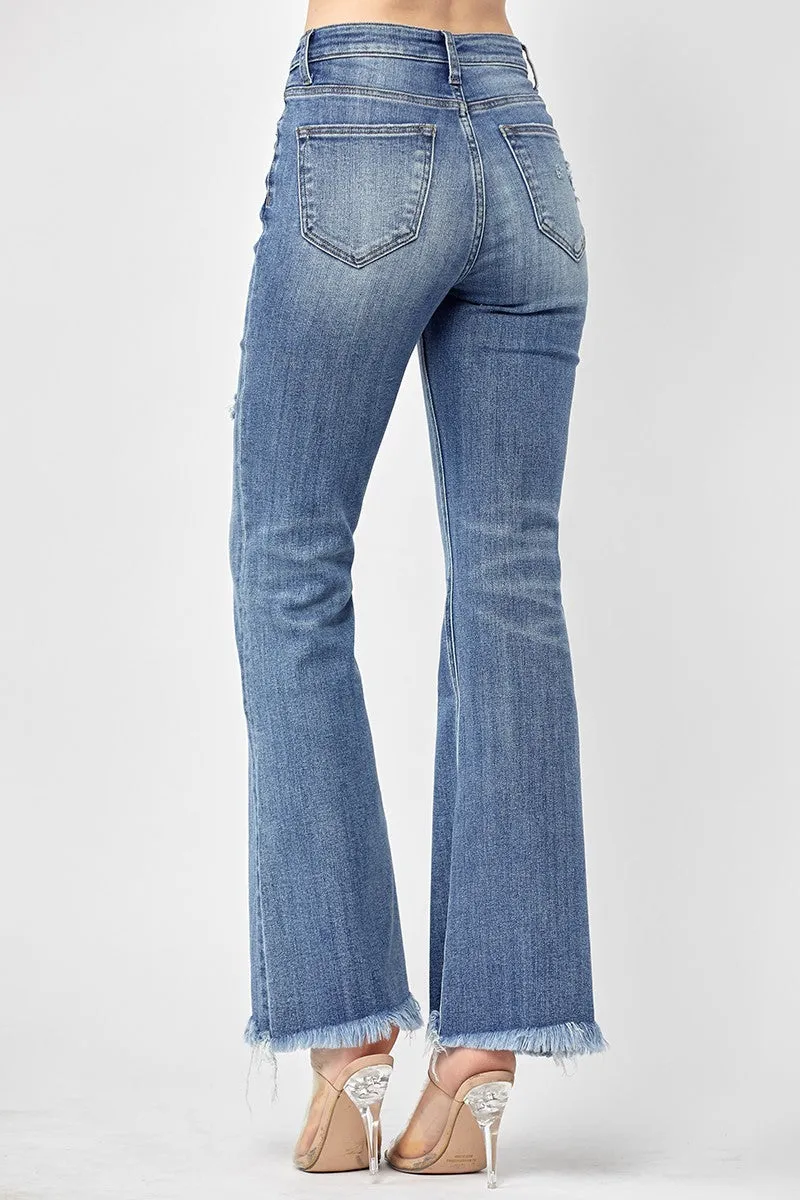 High Rise Vintage Frayed Hem Flare