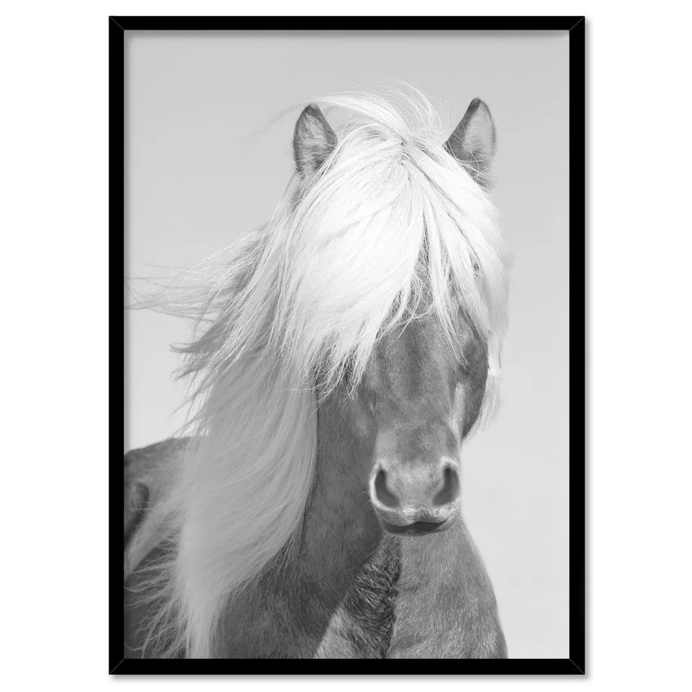Horse Portrait in Black & White - Art Print