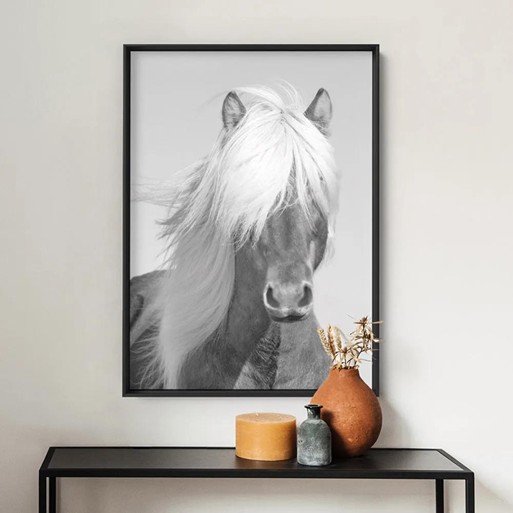 Horse Portrait in Black & White - Art Print