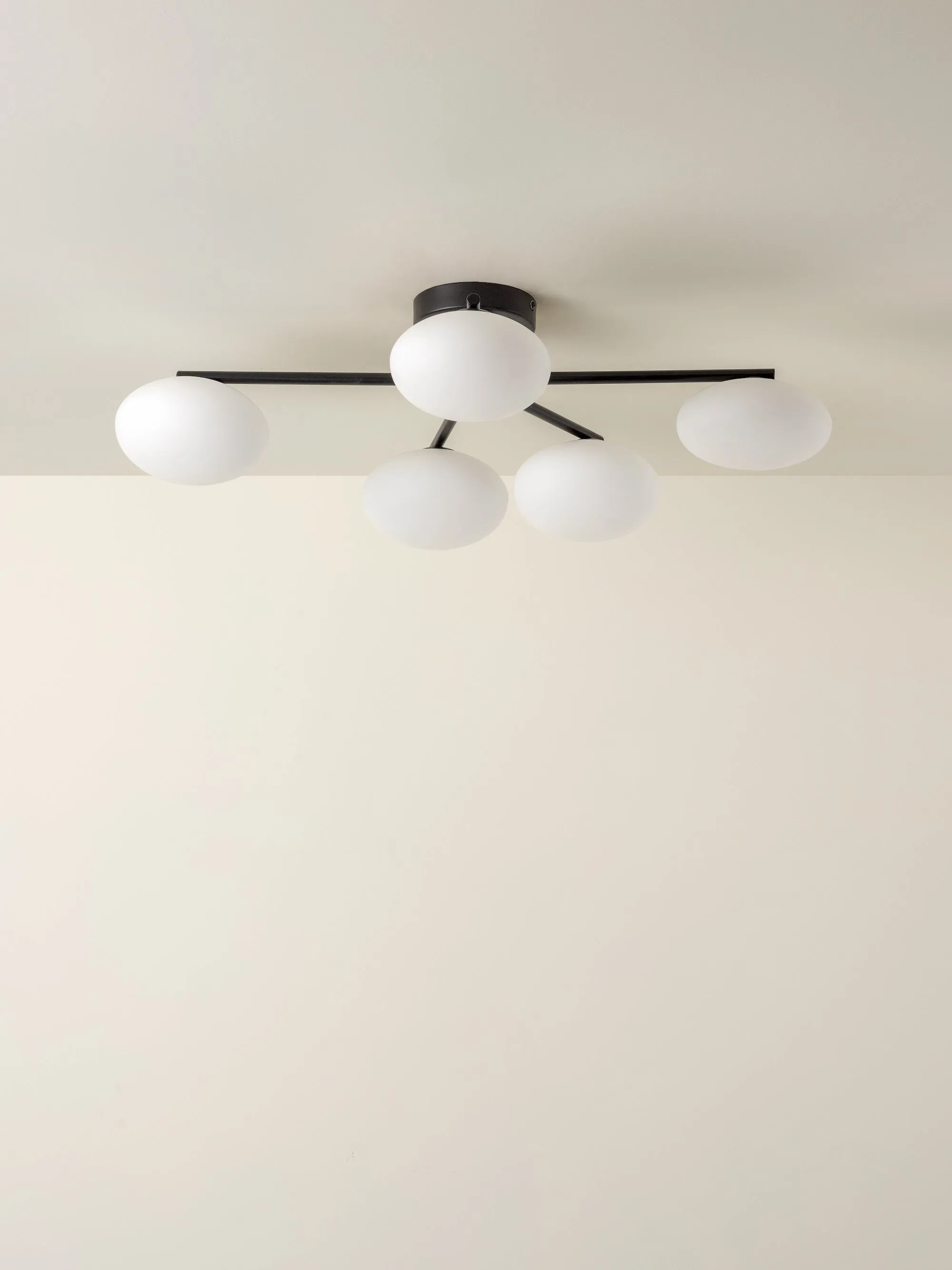 Imperial - 5 light matt black and opal flush