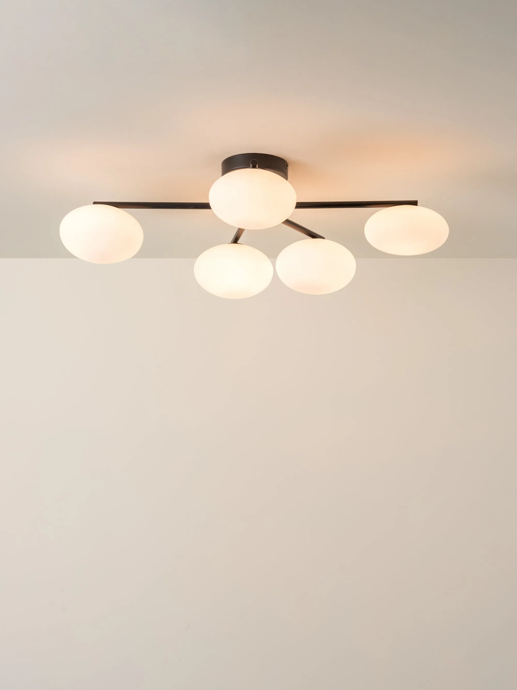 Imperial - 5 light matt black and opal flush