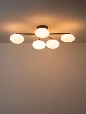 Imperial - 5 light matt black and opal flush