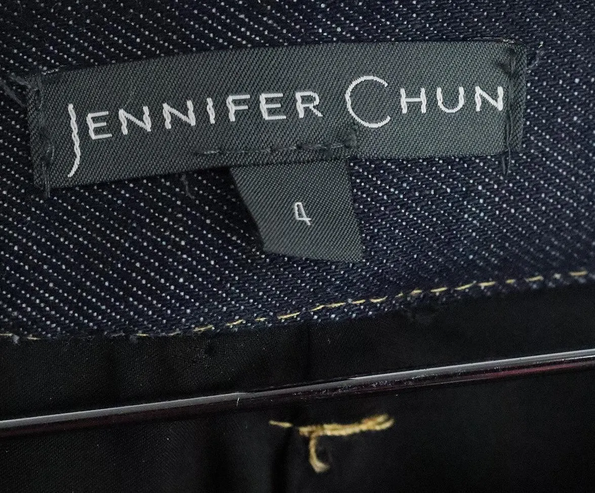 Jennifer Chun Black Leather & Denim Shorts sz 4