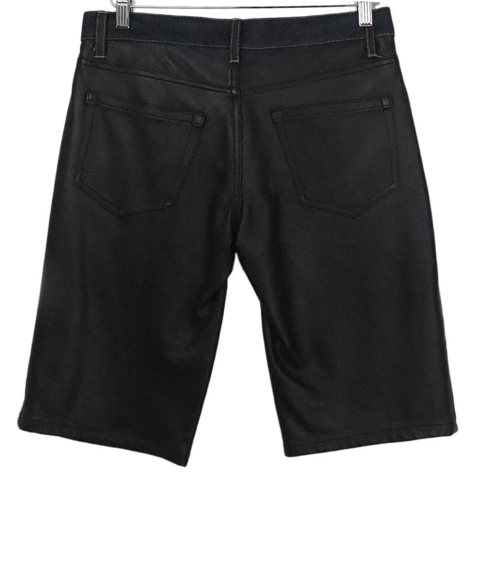 Jennifer Chun Black Leather & Denim Shorts sz 4