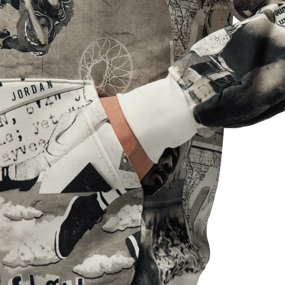 Jordan Brooklyn Fleece Printed Pullover Hoodie 'Black/Sail'