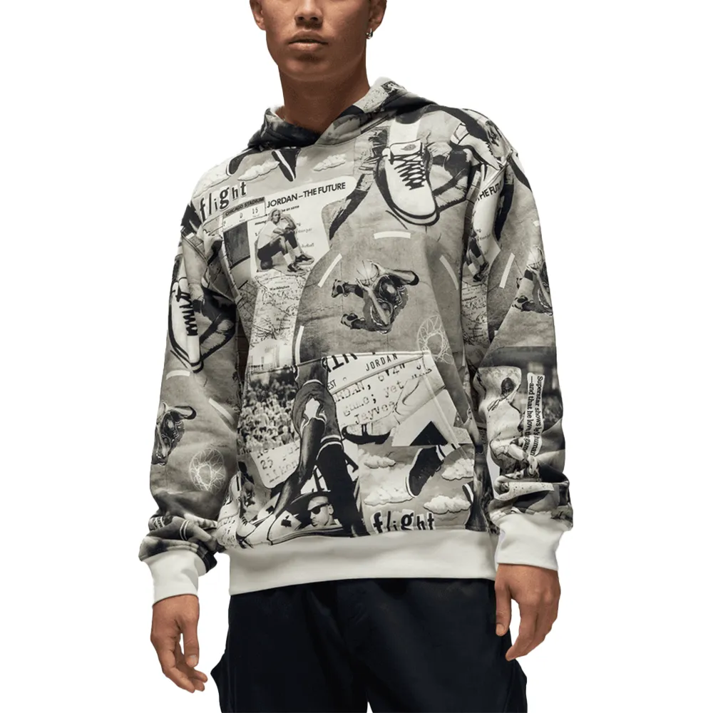 Jordan Brooklyn Fleece Printed Pullover Hoodie 'Black/Sail'